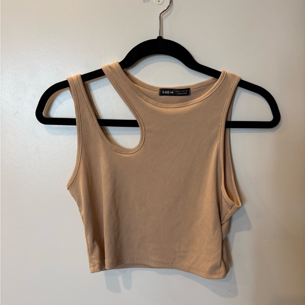 SHEIN Tan Ribbed Crop Top